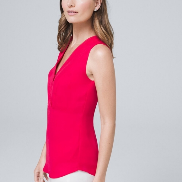 NWT White House Black Market Red sleeveless blouse - Picture 2 of 8